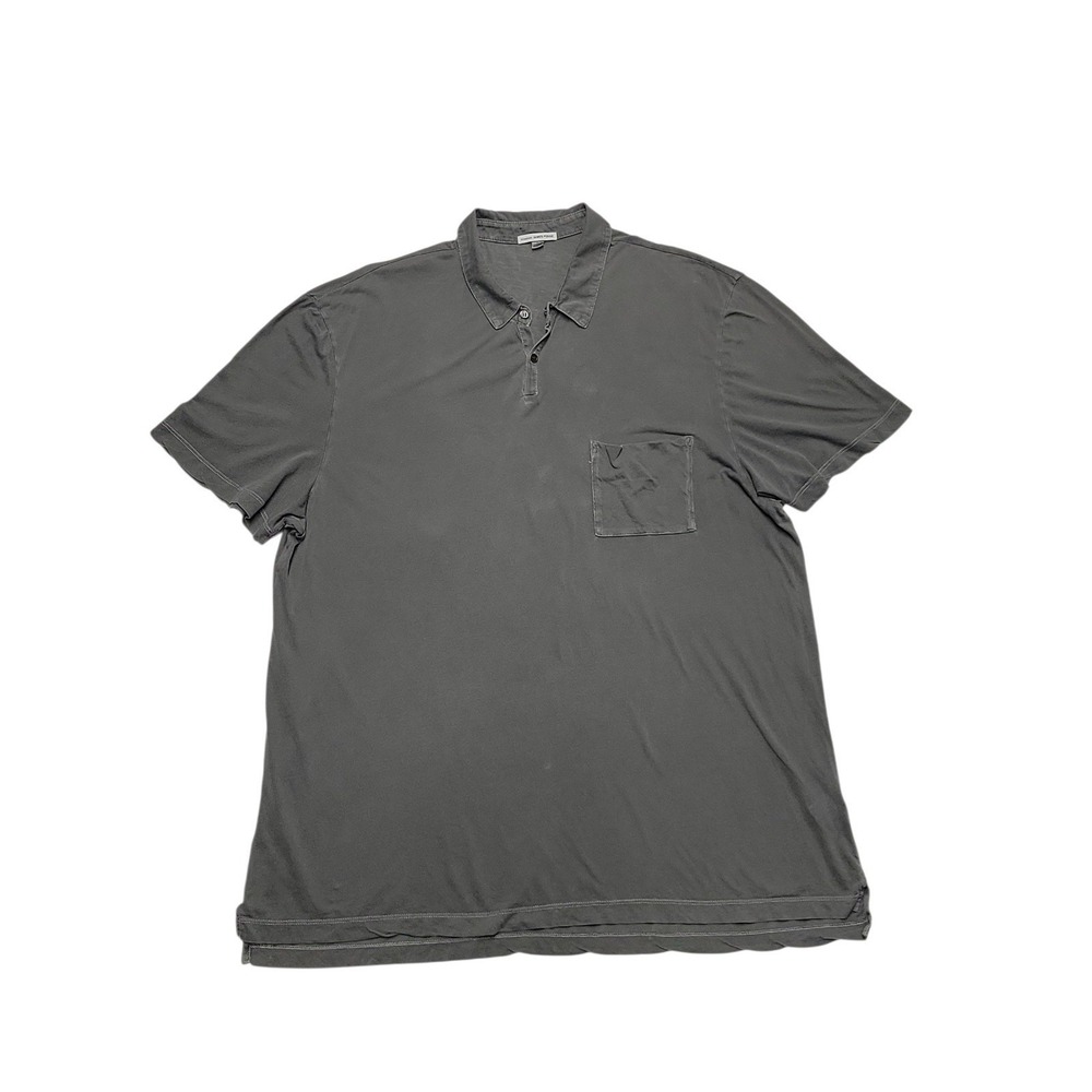 STANDARD JAMES PERSE Charcoal Short Sleeve Polo Shirt Sz 5 (2XL) 100%Cotton